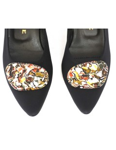 Brunate Decollette Punta Accessorio Multicolor Tessuto Lux Nero