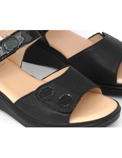 Confort Sandalo Classic Doppio Velcro Vernice Nero