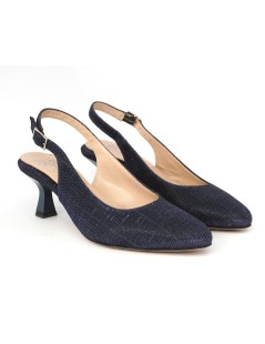 Confort Slingback Cerimonia Forma Tonda Glitter Blu Pacifico