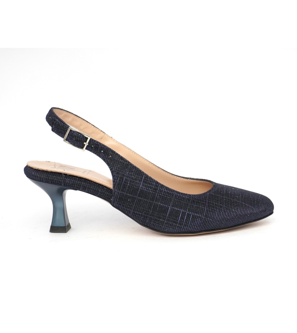 Confort Slingback Cerimonia Forma Tonda Glitter Blu Pacifico