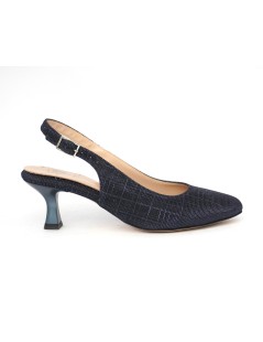 Confort Slingback Cerimonia Forma Tonda Glitter Blu Pacifico