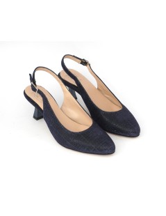 Confort Slingback Cerimonia Forma Tonda Glitter Blu Pacifico