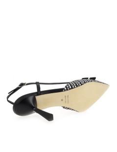 Chantal  Slingback a Punta Raffia Multicolor con Spilla Nero