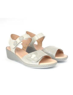 Confort Sandalo Classic Doppio Velcro Vernice Strass Perla