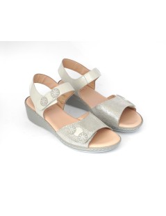 Confort Sandalo Classic Doppio Velcro Vernice Strass Perla