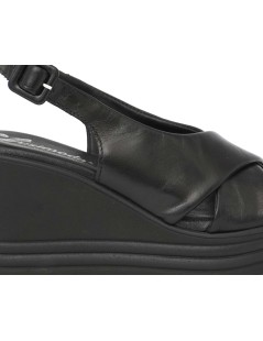 Susimoda Sandali Zeppa Alta Platform Plantare Nappa Nero