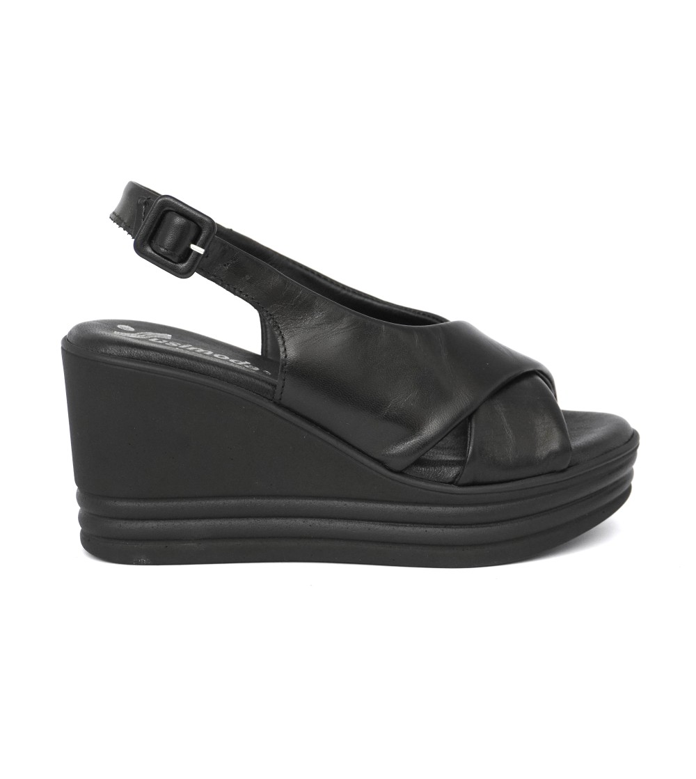 Susimoda Sandali Zeppa Alta Platform Plantare Nappa Nero