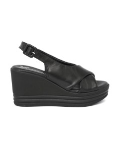 Susimoda Sandali Zeppa Alta Platform Plantare Nappa Nero