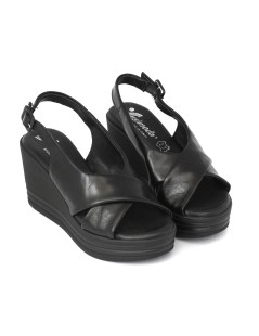 Susimoda Sandali Zeppa Alta Platform Plantare Nappa Nero