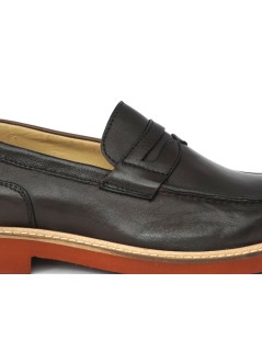 Kebo Mocassino Uomo College Fondo Red Pelle Testa di Moro