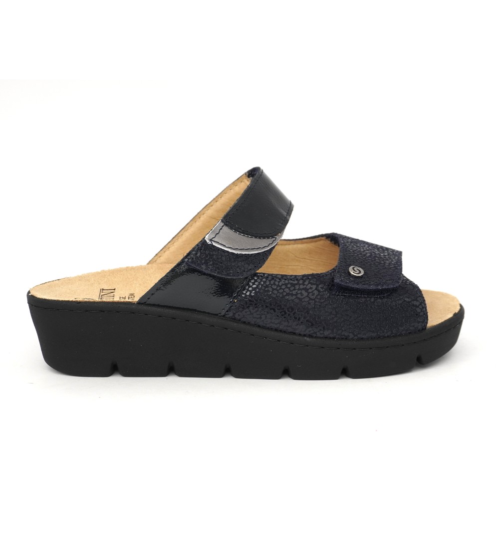 Sabatini Ciabatta Zeppa Media Plantare Estraibile 2 Velcro Blu