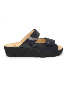Sabatini Ciabatta Zeppa Media Plantare Estraibile 2 Velcro Blu