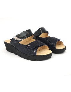 Sabatini Ciabatta Zeppa Media Plantare Estraibile 2 Velcro Blu