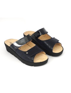 Sabatini Ciabatta Zeppa Media Plantare Estraibile 2 Velcro Blu