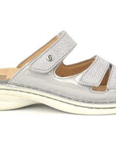 Sabatini Ciabatta Donna Regolabile 3 Velcro Vernice Perla