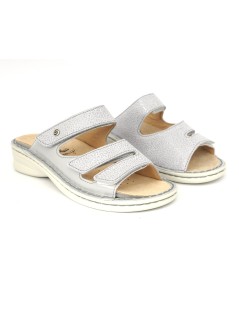 Sabatini Ciabatta Donna Regolabile 3 Velcro Vernice Perla