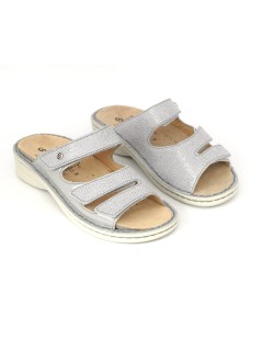 Sabatini Ciabatta Donna Regolabile 3 Velcro Vernice Perla