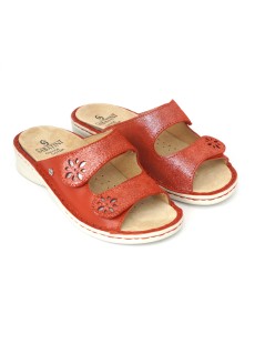 Sabatini Ciabatta Regolabile con 2 Velcro Estraibile Nappa Rosso