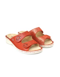 Sabatini Ciabatta Regolabile con 2 Velcro Estraibile Nappa Rosso