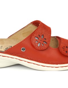 Sabatini Ciabatta Regolabile con 2 Velcro Estraibile Nappa Rosso