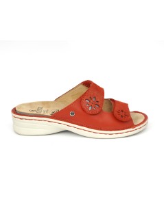 Sabatini Ciabatta Regolabile con 2 Velcro Estraibile Nappa Rosso