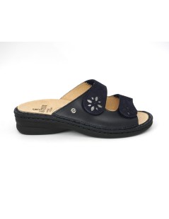 Sabatini Ciabatta Regolabile con 2 Velcro Estraibile Nappa Blu