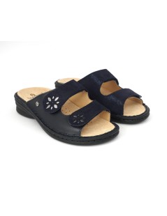 Sabatini Ciabatta Regolabile con 2 Velcro Estraibile Nappa Blu