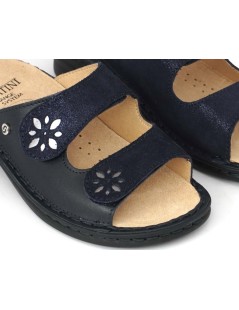 Sabatini Ciabatta Regolabile con 2 Velcro Estraibile Nappa Blu