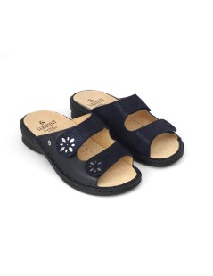 Sabatini Ciabatta Regolabile con 2 Velcro Estraibile Nappa Blu