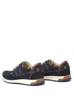 Valleverde Stringata Vela Plantare Estraibile Camoscio Tessuto Blu