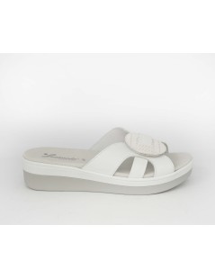 Susimoda Ciabatta Zeppa Media Fascia Velcro Regolabile Pelle Bianco