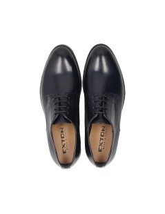 Exton Stringata Derby Liscio Fondo Cuoio Nappa Blu