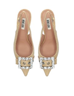 Bibi Lou Mia Slingback Tacco Medio Fibbia Gioiello Rafia Naturale