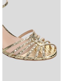 Lola Cruz Tango 65 Sandalo Medio Gabbietta Braccialetto Intrecciato Platino