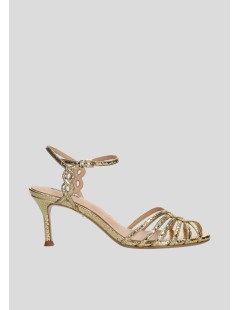 Lola Cruz Tango 65 Sandalo Medio Gabbietta Braccialetto Intrecciato Platino