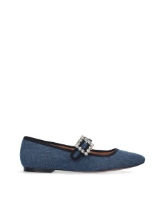 Bibi Lou Adina Bebè Ballerina Fibbia Strass Regolabile Denim Blu