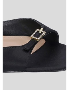 Lola Cruz Tina 65 Sandalo Fibbiette con Brillanti Nero