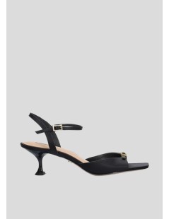 Lola Cruz Tina 65 Sandalo Fibbiette con Brillanti Nero