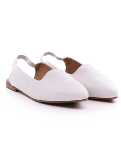 Bueno Ballerina a Punta Tacco Elastico Foderato Tallone Bianco