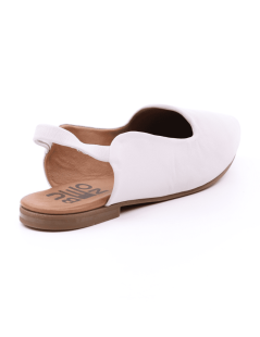 Bueno Ballerina a Punta Tacco Elastico Foderato Tallone Bianco