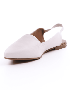 Bueno Ballerina a Punta Tacco Elastico Foderato Tallone Bianco