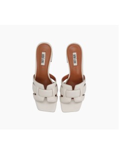Bibi Lou Holly Ciabattina Mule Intrecciata Pelle Bianco