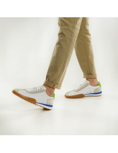 Ambitious Sneakers Uomo Fondo Riporto Laterale Tessuto Bianco Verde