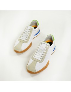 Ambitious Sneakers Uomo Fondo Riporto Laterale Tessuto Bianco Verde