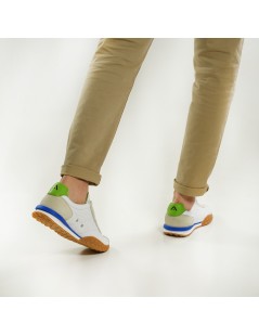 Ambitious Sneakers Uomo Fondo Riporto Laterale Tessuto Bianco Verde