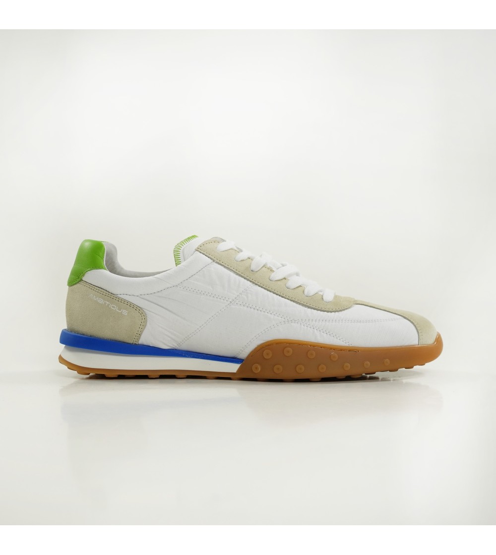 Ambitious Sneakers Uomo Fondo Riporto Laterale Tessuto Bianco Verde