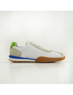 Ambitious Sneakers Uomo Fondo Riporto Laterale Tessuto Bianco Verde