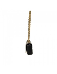 Bibi Lou Bauletto Tracolla Catena Pelle Patta Bottone Logo Nero
