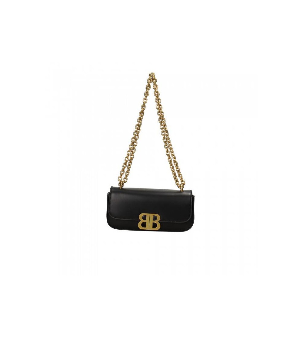 Bibi Lou Bauletto Tracolla Catena Pelle Patta Bottone Logo Nero