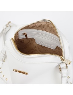 CAFèNOIR Tracolla Borchie con Zip e Logo Centrale Bianco